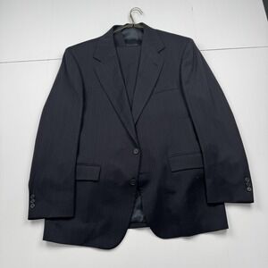Botany 500 Couture Suit Mens 44 Long Navy Blue Pinstripe 3 Piece Wool Blend USA